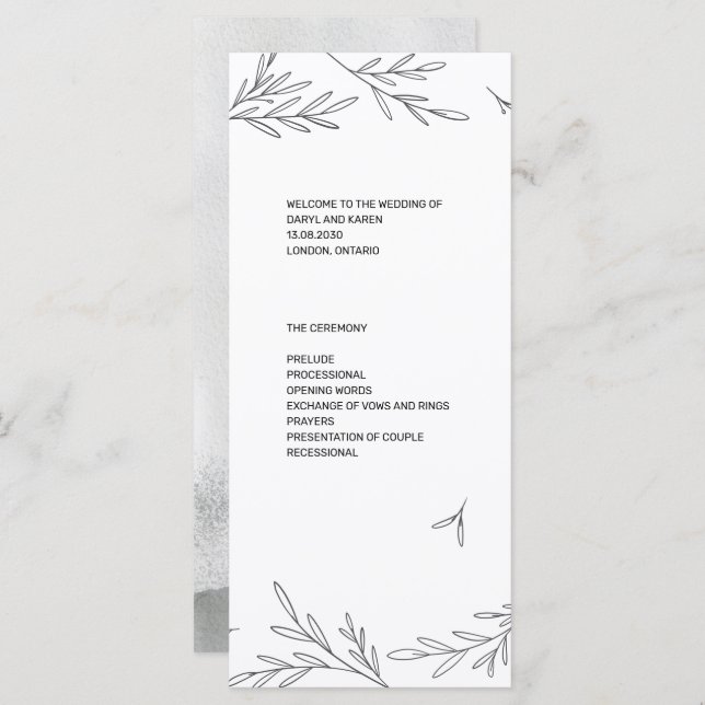 Modern Foliage Party Flat Program  Programme (Front/Back)