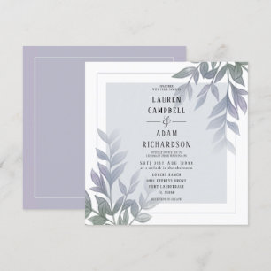 Modern Foliage Purple Lilac Wedding Invitation