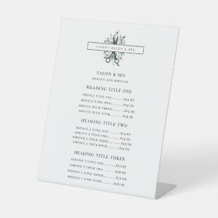 Modern Foliage Salon Shears Logo Pricing List Pedestal Sign