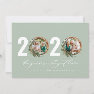 Modern foliage wreath 2020 stayed home holiday card