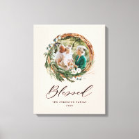 Modern foliage wreath stylish blessed script