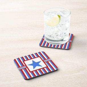 Modern Folk Art American Patriotic Coaster Set