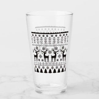 Modern Folk Art Christmas Reindeer Glass