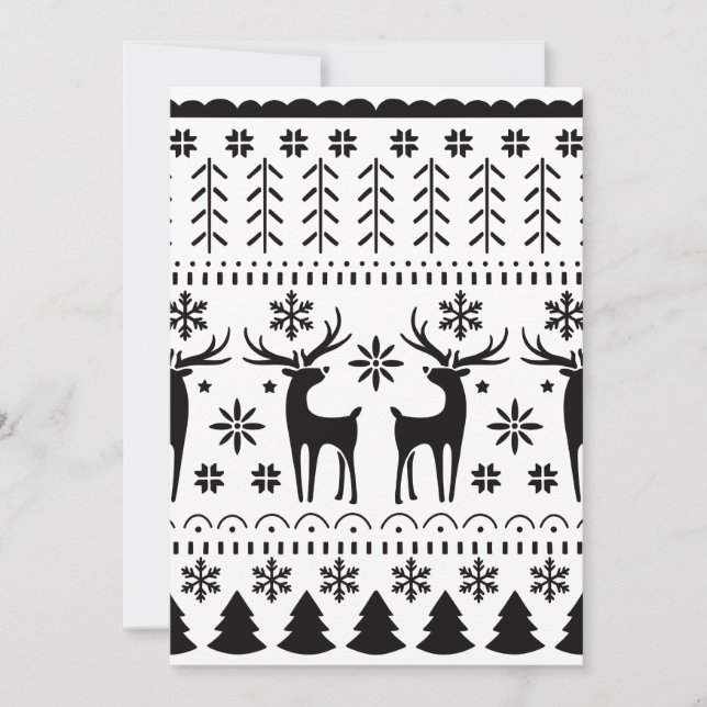 Modern Folk Art Christmas Reindeer  Holiday Card (Front)