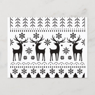 Modern Folk Art Christmas Reindeer Holiday Postcard