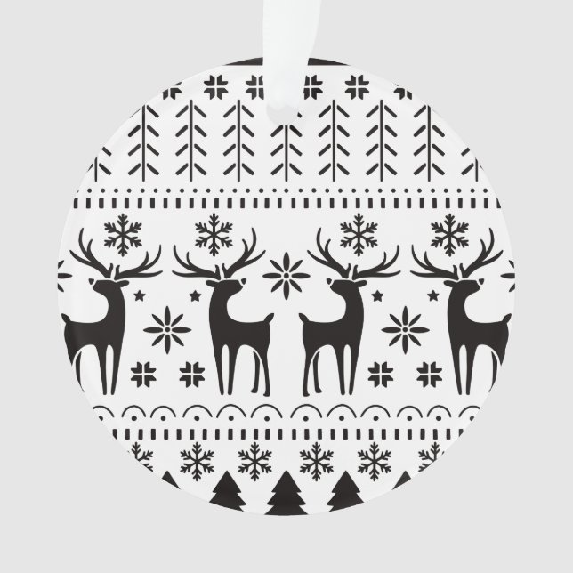 Modern Folk Art Christmas Reindeer Ornament (Front)