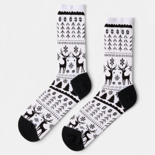 Modern Folk Art Christmas Reindeer  Socks