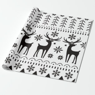 Modern Folk Art Christmas Reindeer Wrapping Paper