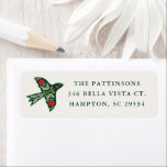 Modern Folk Art Floral Bird Winter Address<br><div class="desc">Add a touch of festive elegance to your holiday mail with these personalised return address labels featuring a folk art-inspired bird adorned with red and gold botanical details. Perfect for Christmas cards, party invitations, or everyday correspondence, these labels combine seasonal charm with timeless sophistication. Easily customise with your family name...</div>