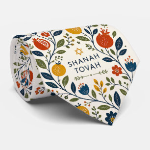 Modern Folk Art Shana Tovah Botanical  Tie