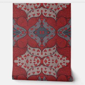 Modern Folk Heart Pattern Wallpaper