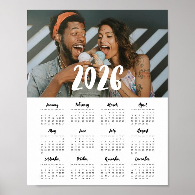 Modern font 2026 family photo calendar poster (Front)