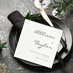 Modern Font Black & White Couples Names Wedding Napkin