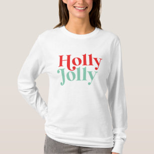 Modern Font Boho Holly Jolly Christmas T-Shirt