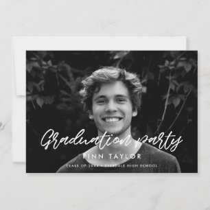 Modern font graduation party photo invitation