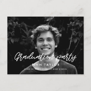 Modern font graduation party photo invitation postcard