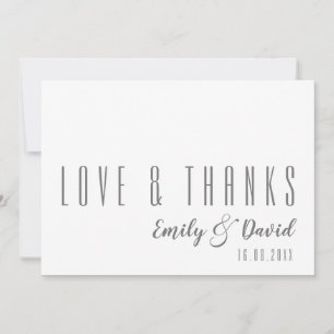Modern Font Love & Thanks Wedding Thank You Card
