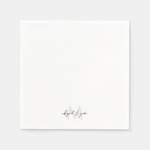 Modern Font Monogram & Names Wedding Cocktail Napkin