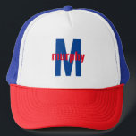 Modern Font Personalise Red, White & Blue Trucker Hat<br><div class="desc">Red,  White & blue Personalise Name Trucker Hat.</div>