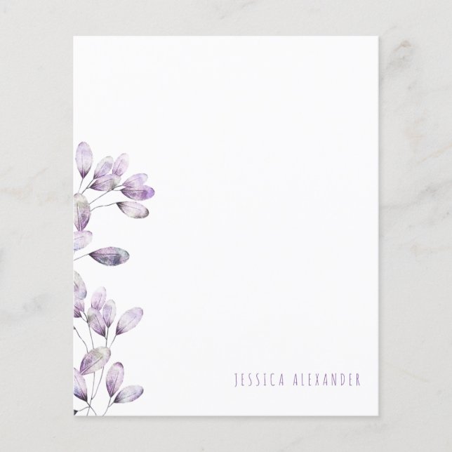 Modern Font Plum Foliage Personalised Stationery (Front)