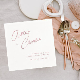 Modern Font Rose Gold Thank You Wedding Napkins