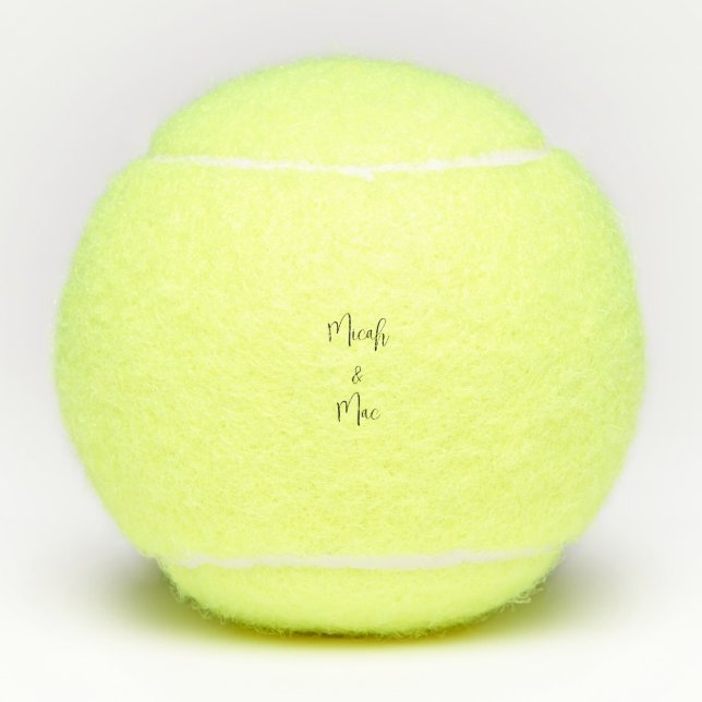 Modern Font Wedding Couple Names Date Tennis Balls (Front)