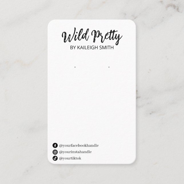 Modern Font White Earring Display Cards (Front)