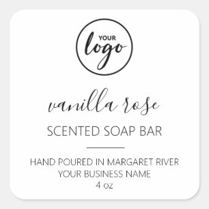 Modern Font White Scented Soap Bar Logo Labels