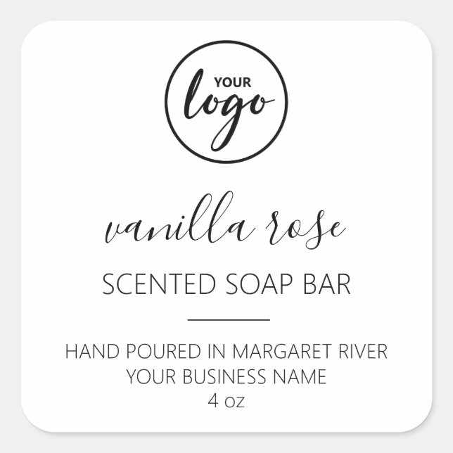 Modern Font White Scented Soap Bar Logo Labels (Front)