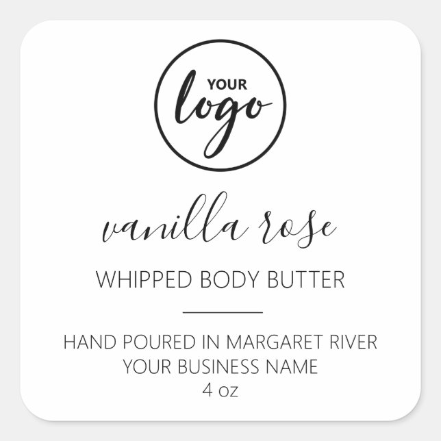 Modern Font White Whipped Body Butter Logo Labels (Front)