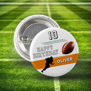 Modern Football Player Silhouette Happy Birthday 3 Cm Round Badge