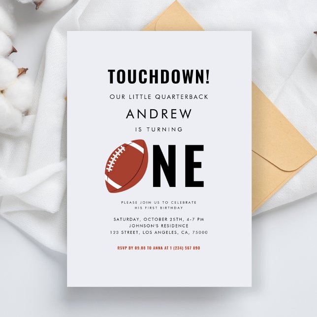 Modern Football Theme Kid's 1st Birthday Party     Invitation (Creator Uploaded)