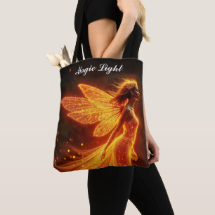 Modern forest fire creatures fly colourful fairy  tote bag