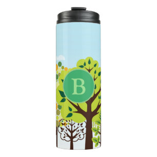 Modern Forest Garden Art Monogram Green Nature Thermal Tumbler