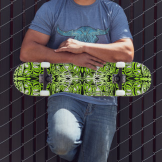 Modern Forest Green Celtic-Inspired Tribal Tattoo Skateboard
