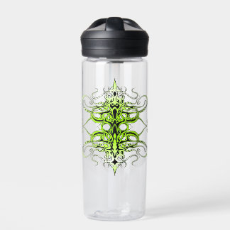 Modern Forest Green Celtic-Inspired Tribal Tattoo  Water Bottle
