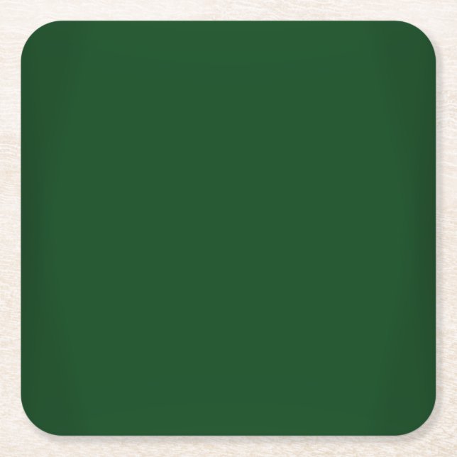 Modern Forest Green Customisable Square Paper Coaster (Front)