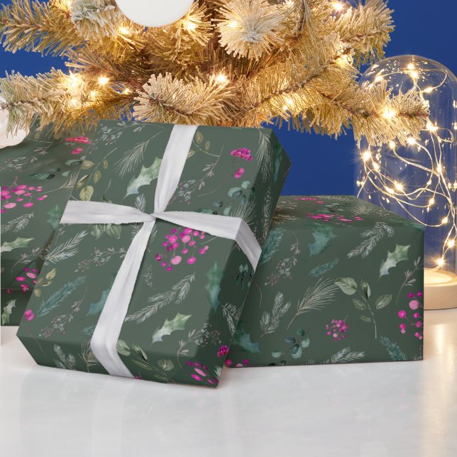 Modern Forest Green Holiday Wrapping Paper (Holidays)