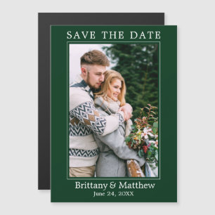 Modern Forest Green Magnetic Save the Date