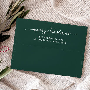 Modern Forest Green   Merry Christmas Envelope