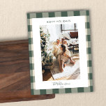 Modern Forest Green Plaid Rustic Photo Christmas Holiday Card<br><div class="desc">Modern Forest Green Plaid Rustic Photo Christmas Holiday Card</div>