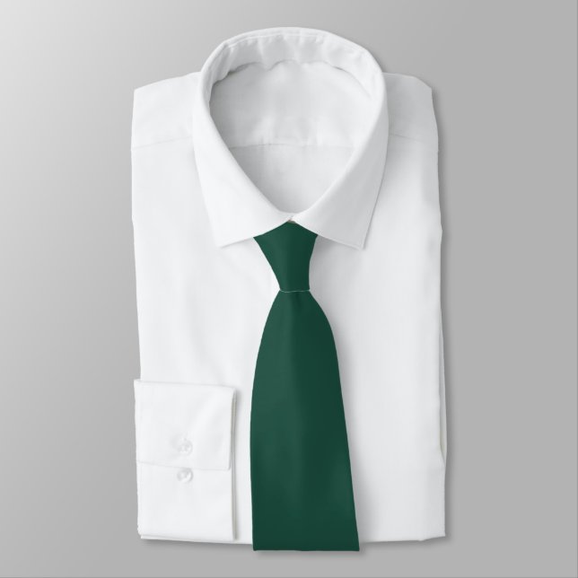 Modern Forest Green Plain Solid Colour Tie (Tied)