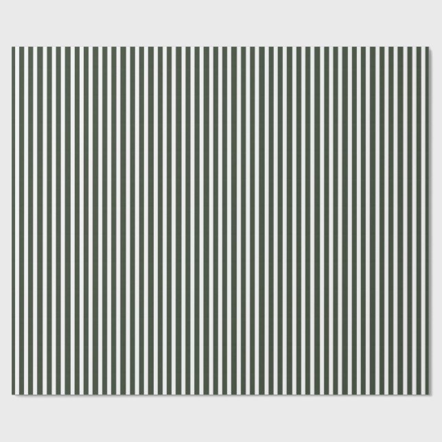 Modern Forest Green Stripe Christmas Gift Wrapping Paper (Flat)