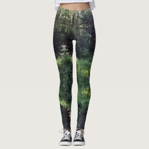 Modern forest green trees women's leggings