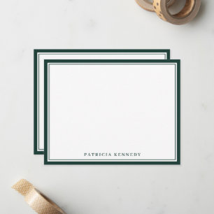 Modern Forest Green Two Border Name Personalised Card