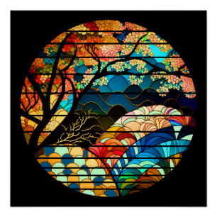 MODERN FOREST JAPANESE ART STYLE POSTER