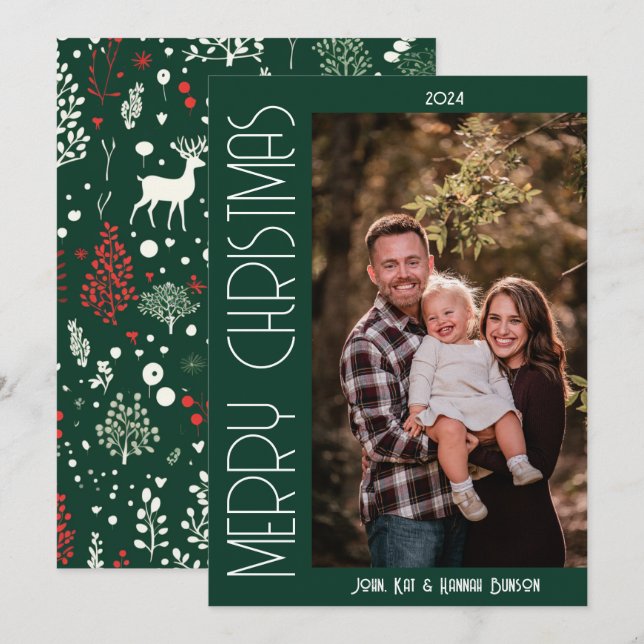 Modern Forest Photo Christmas Card (Front/Back)