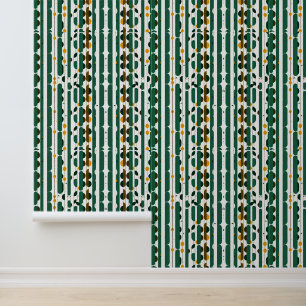 Modern Forest Stripes - Mid-Century Geometric Wallpaper