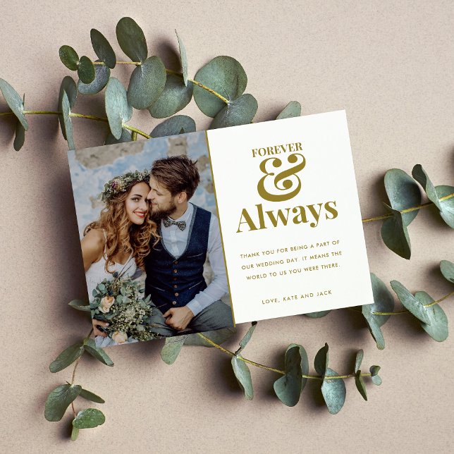 Modern Forever Gold Photo Wedding Thank You (Creator Uploaded)