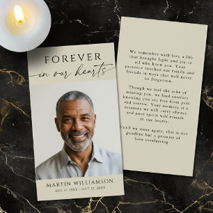 Modern Forever Hearts Photo Funeral Prayer Card